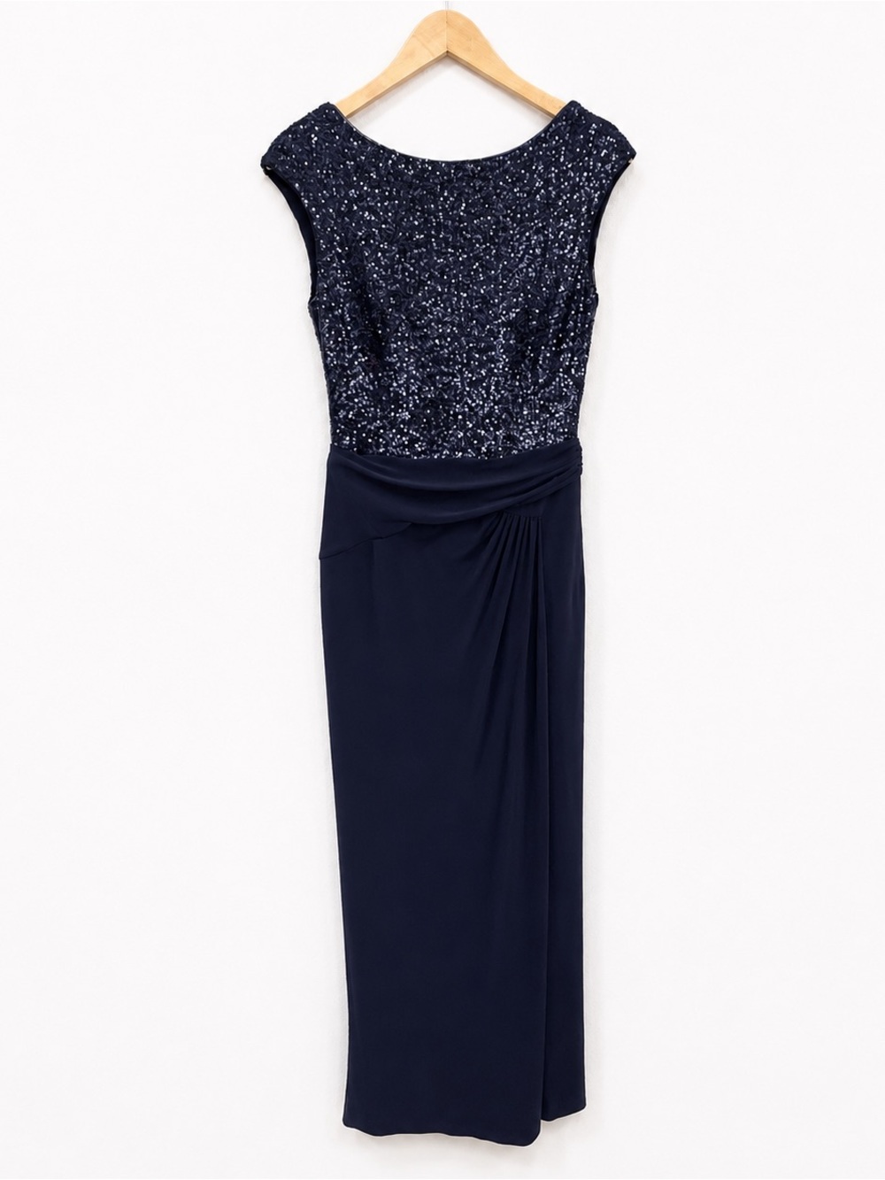 Lauren Ralph Lauren Evening Blue Sequins Dress size 8 Formal Wedding Guest Gown